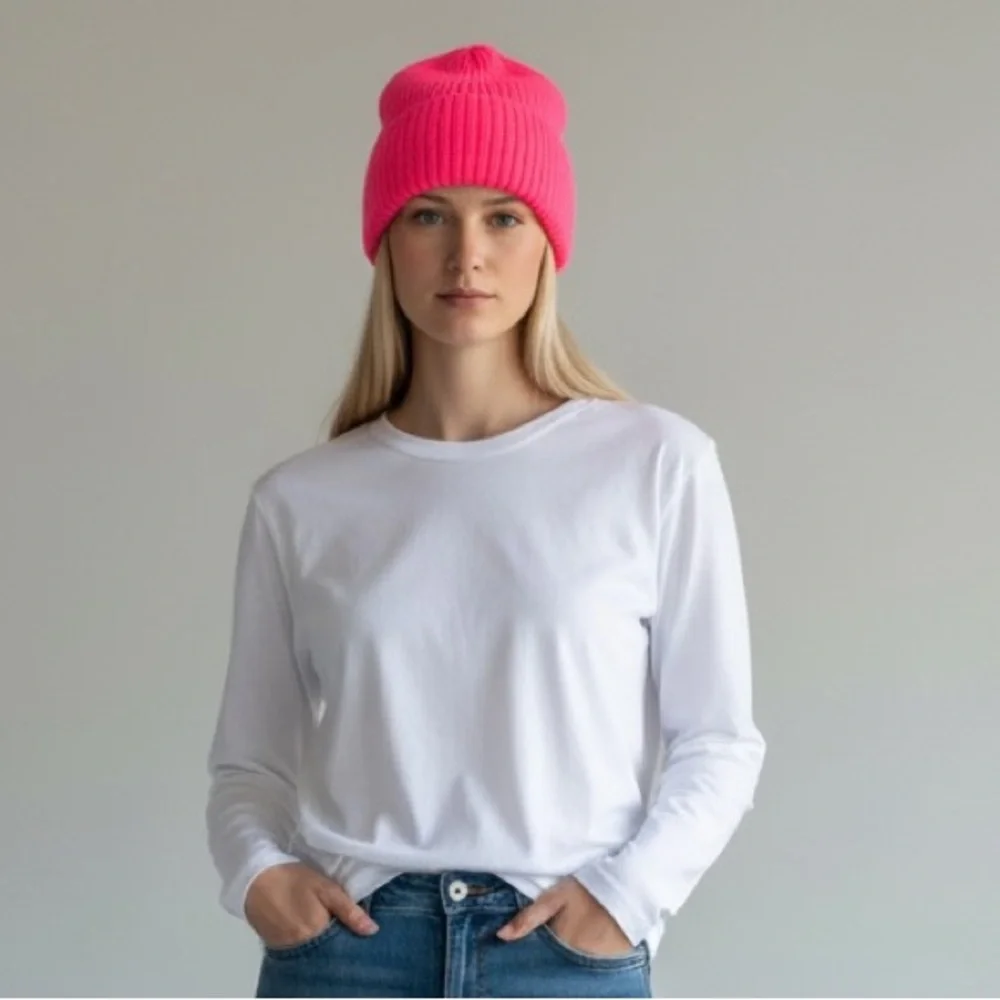 American Eagle | Hot Pink Ribbed Knit Chunky Beanie